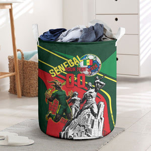Custom Senegal Champions Football 2026 Laundry Basket Teranga Lions G.O.A.T Mascot - African Renaissance Monument