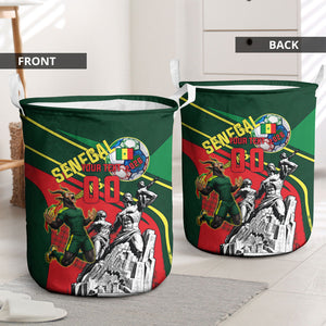 Custom Senegal Champions Football 2026 Laundry Basket Teranga Lions G.O.A.T Mascot - African Renaissance Monument