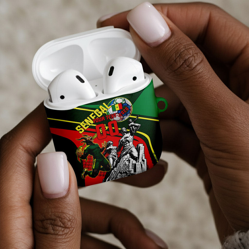Custom Senegal Champions Football 2026 AirPods Case Teranga Lions G.O.A.T Mascot - African Renaissance Monument
