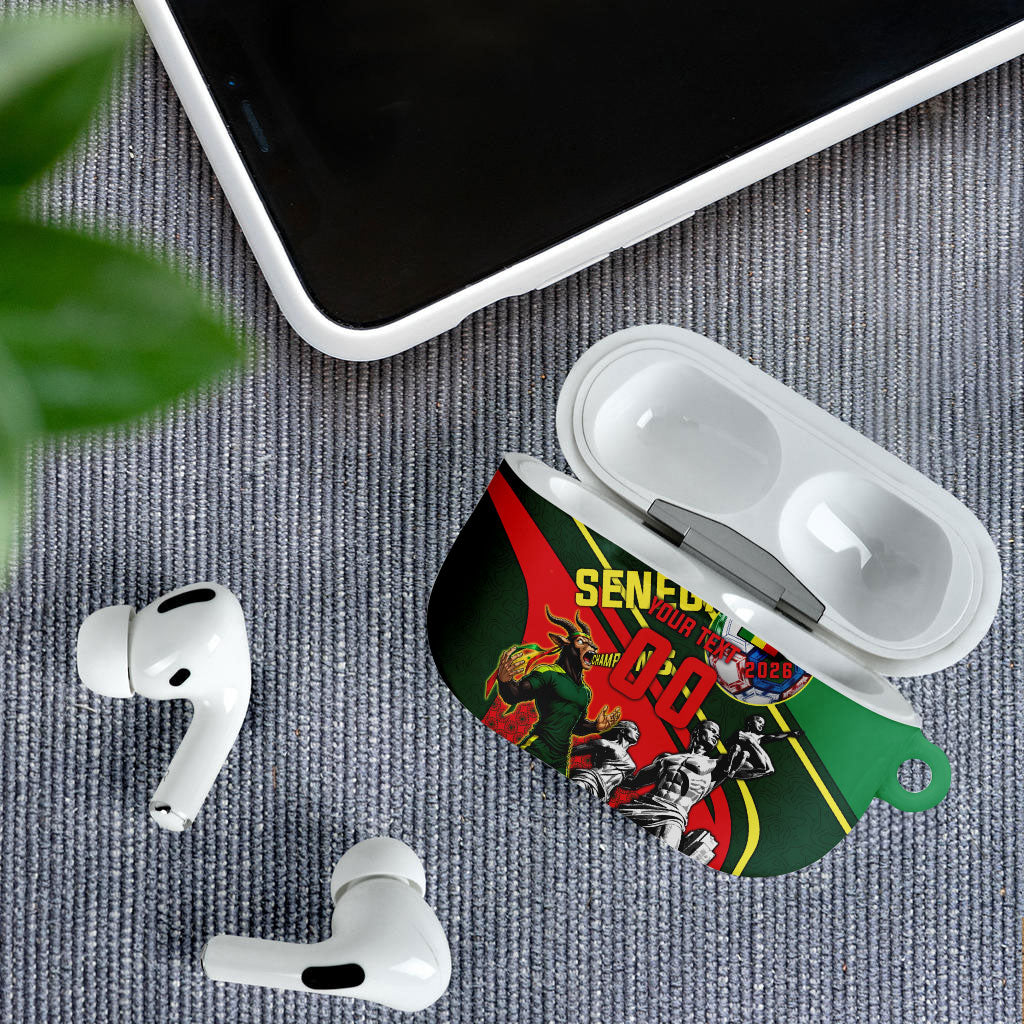 Custom Senegal Champions Football 2026 AirPods Case Teranga Lions G.O.A.T Mascot - African Renaissance Monument