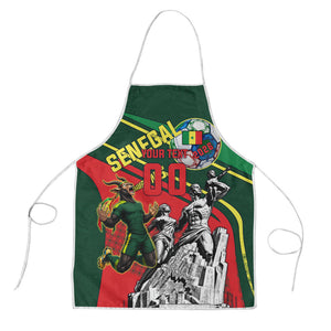 Custom Senegal Champions Football 2026 Apron Teranga Lions G.O.A.T Mascot - African Renaissance Monument