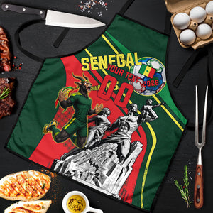 Custom Senegal Champions Football 2026 Apron Teranga Lions G.O.A.T Mascot - African Renaissance Monument