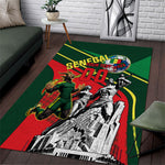 Custom Senegal Champions Football 2026 Area Rug Teranga Lions G.O.A.T Mascot - African Renaissance Monument