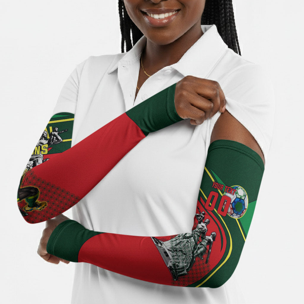 Custom Senegal Champions Football 2026 Arm Sleeves Teranga Lions G.O.A.T Mascot - African Renaissance Monument