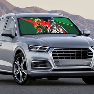 Custom Senegal Champions Football 2026 Auto Sun Shade Teranga Lions G.O.A.T Mascot - African Renaissance Monument