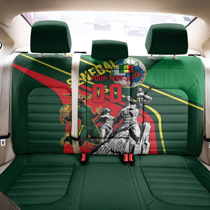 Custom Senegal Champions Football 2026 Back Car Seat Cover Teranga Lions G.O.A.T Mascot - African Renaissance Monument