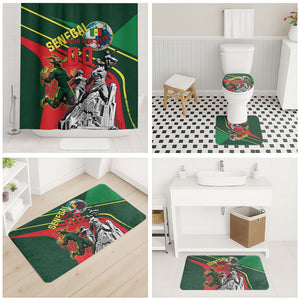 Custom Senegal Champions Football 2026 Bathroom Set Teranga Lions G.O.A.T Mascot - African Renaissance Monument