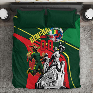 Custom Senegal Champions Football 2026 Bedding Set Teranga Lions G.O.A.T Mascot - African Renaissance Monument