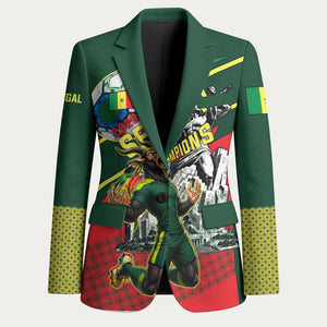 Custom Senegal Champions Football 2026 Blazer Teranga Lions G.O.A.T Mascot - African Renaissance Monument