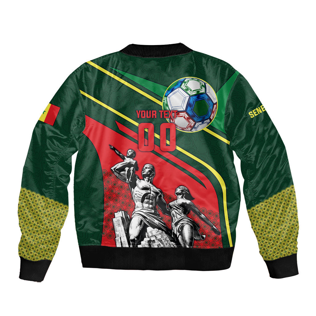 Custom Senegal Champions Football 2026 Bomber Jacket Teranga Lions G.O.A.T Mascot - African Renaissance Monument