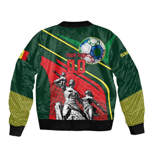 Custom Senegal Champions Football 2026 Bomber Jacket Teranga Lions G.O.A.T Mascot - African Renaissance Monument