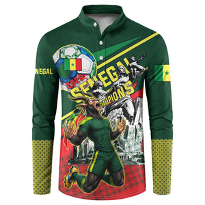 Custom Senegal Champions Football 2026 Button Sweatshirt Teranga Lions G.O.A.T Mascot - African Renaissance Monument