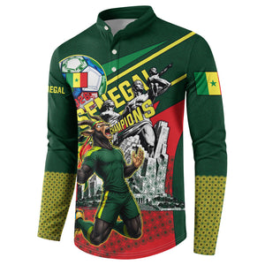 Custom Senegal Champions Football 2026 Button Sweatshirt Teranga Lions G.O.A.T Mascot - African Renaissance Monument