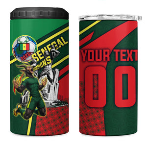Custom Senegal Champions Football 2026 4 in 1 Can Cooler Tumbler Teranga Lions G.O.A.T Mascot - African Renaissance Monument