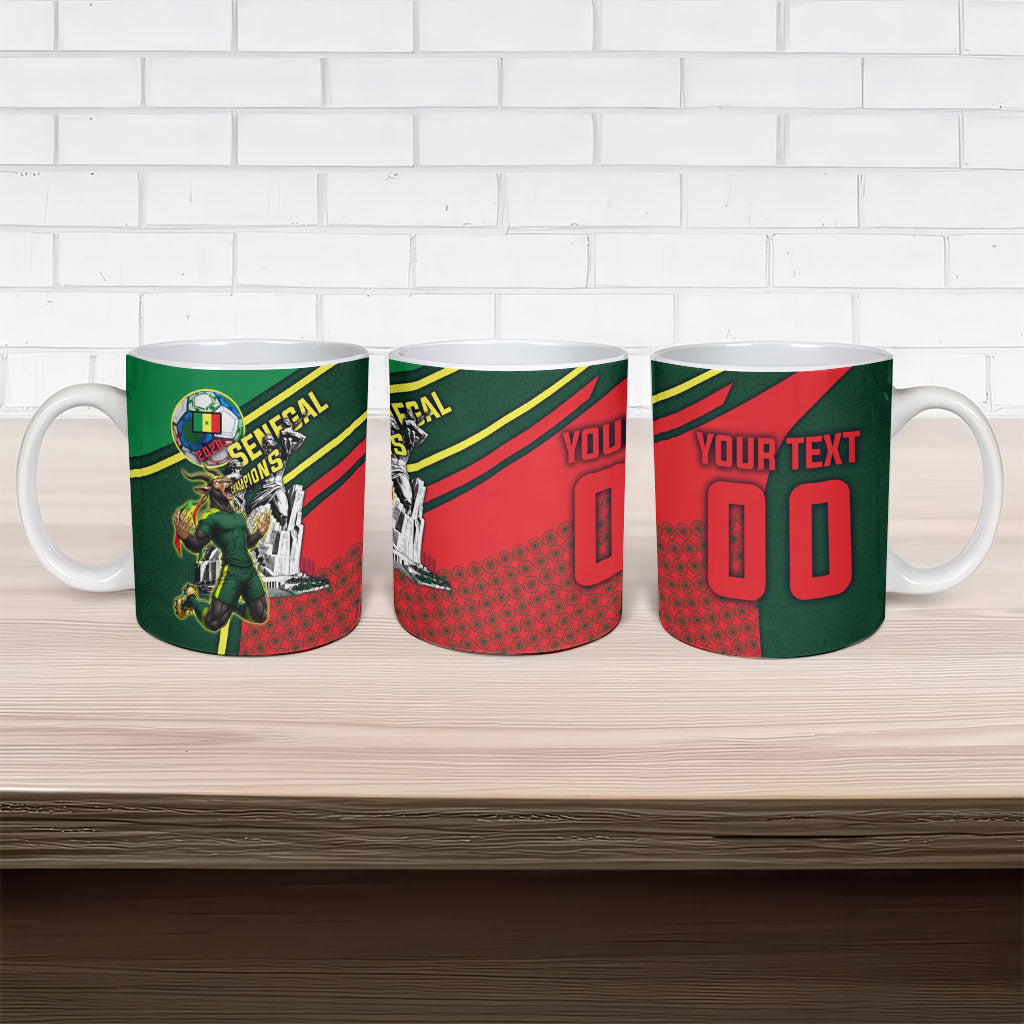 Custom Senegal Champions Football 2026 Ceramic Mug Teranga Lions G.O.A.T Mascot - African Renaissance Monument