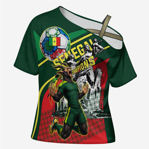 Custom Senegal Champions Football 2026 Cross Shoulder Shirt Teranga Lions G.O.A.T Mascot - African Renaissance Monument