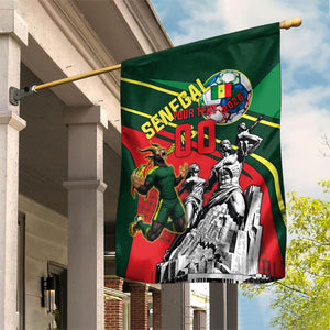 Custom Senegal Champions Football 2026 Garden Flag Teranga Lions G.O.A.T Mascot - African Renaissance Monument