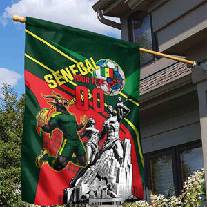 Custom Senegal Champions Football 2026 Garden Flag Teranga Lions G.O.A.T Mascot - African Renaissance Monument