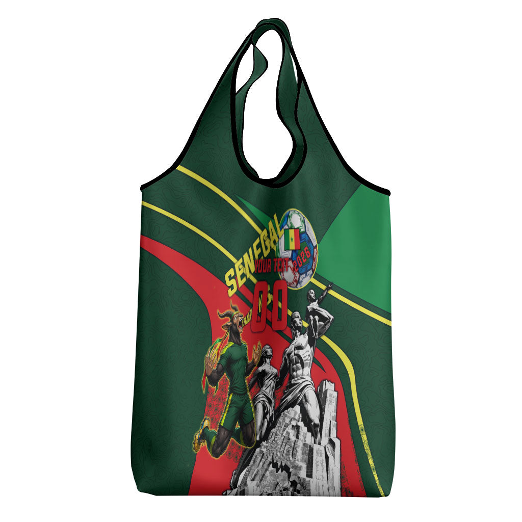Custom Senegal Champions Football 2026 Grocery Bag Teranga Lions G.O.A.T Mascot - African Renaissance Monument