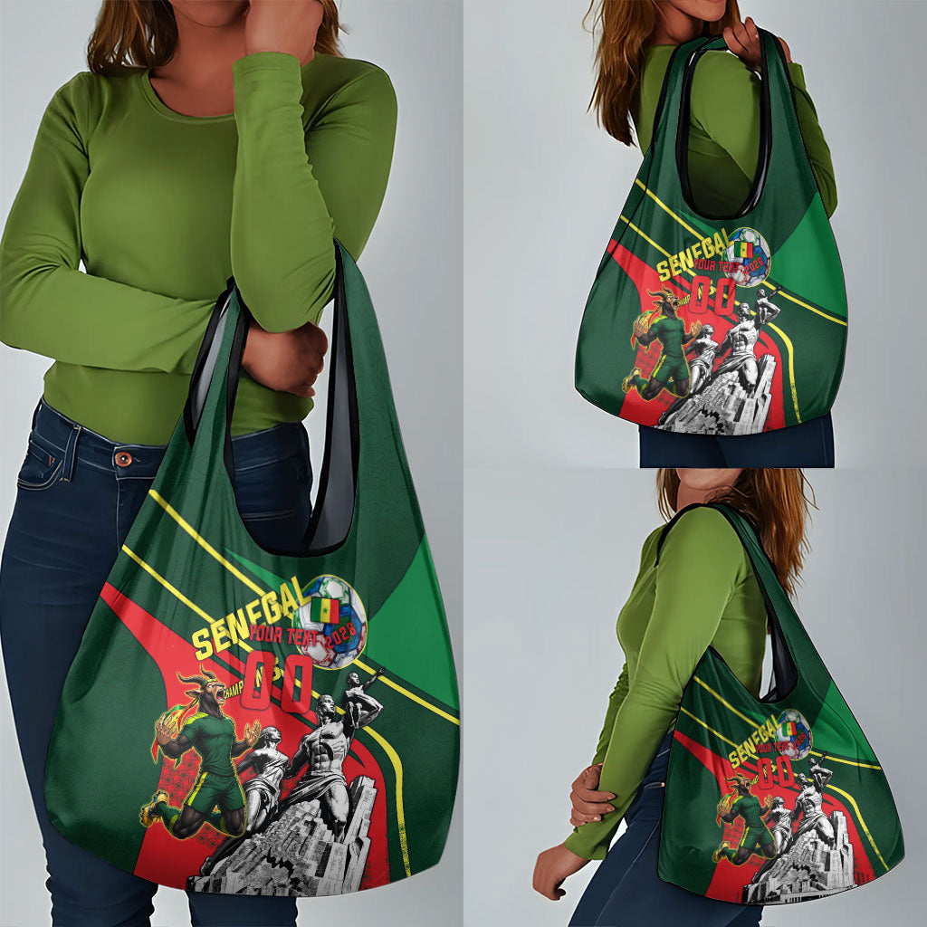 Custom Senegal Champions Football 2026 Grocery Bag Teranga Lions G.O.A.T Mascot - African Renaissance Monument
