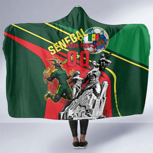 Custom Senegal Champions Football 2026 Hooded Blanket Teranga Lions G.O.A.T Mascot - African Renaissance Monument
