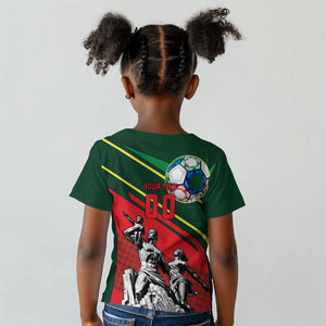 Custom Senegal Champions Football 2026 Kid T shirt Teranga Lions G.O.A.T Mascot - African Renaissance Monument