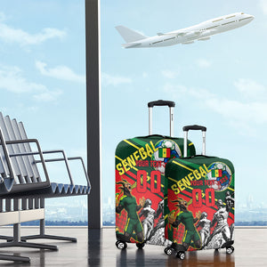 Custom Senegal Champions Football 2026 Luggage Cover Teranga Lions G.O.A.T Mascot - African Renaissance Monument