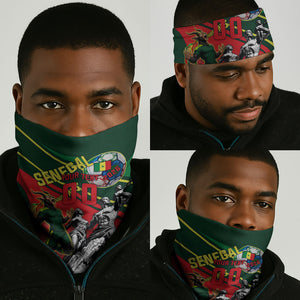 Custom Senegal Champions Football 2026 Neck Gaiter Teranga Lions G.O.A.T Mascot - African Renaissance Monument