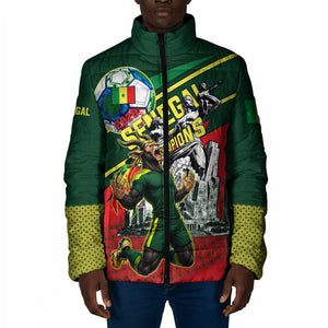 Custom Senegal Champions Football 2026 Padded Jacket Teranga Lions G.O.A.T Mascot - African Renaissance Monument