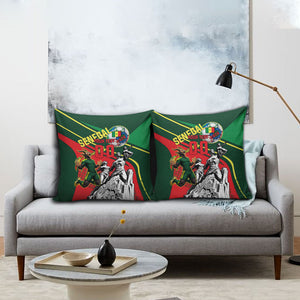 Custom Senegal Champions Football 2026 Pillow Cover Teranga Lions G.O.A.T Mascot - African Renaissance Monument