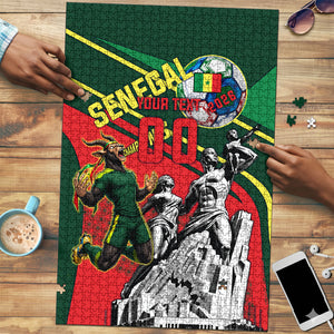 Custom Senegal Champions Football 2026 Puzzle Teranga Lions G.O.A.T Mascot - African Renaissance Monument