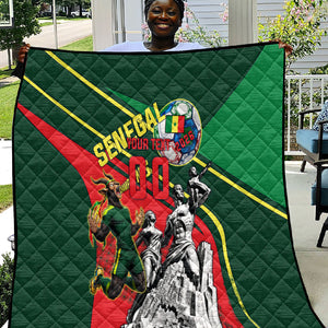 Custom Senegal Champions Football 2026 Quilt Teranga Lions G.O.A.T Mascot - African Renaissance Monument