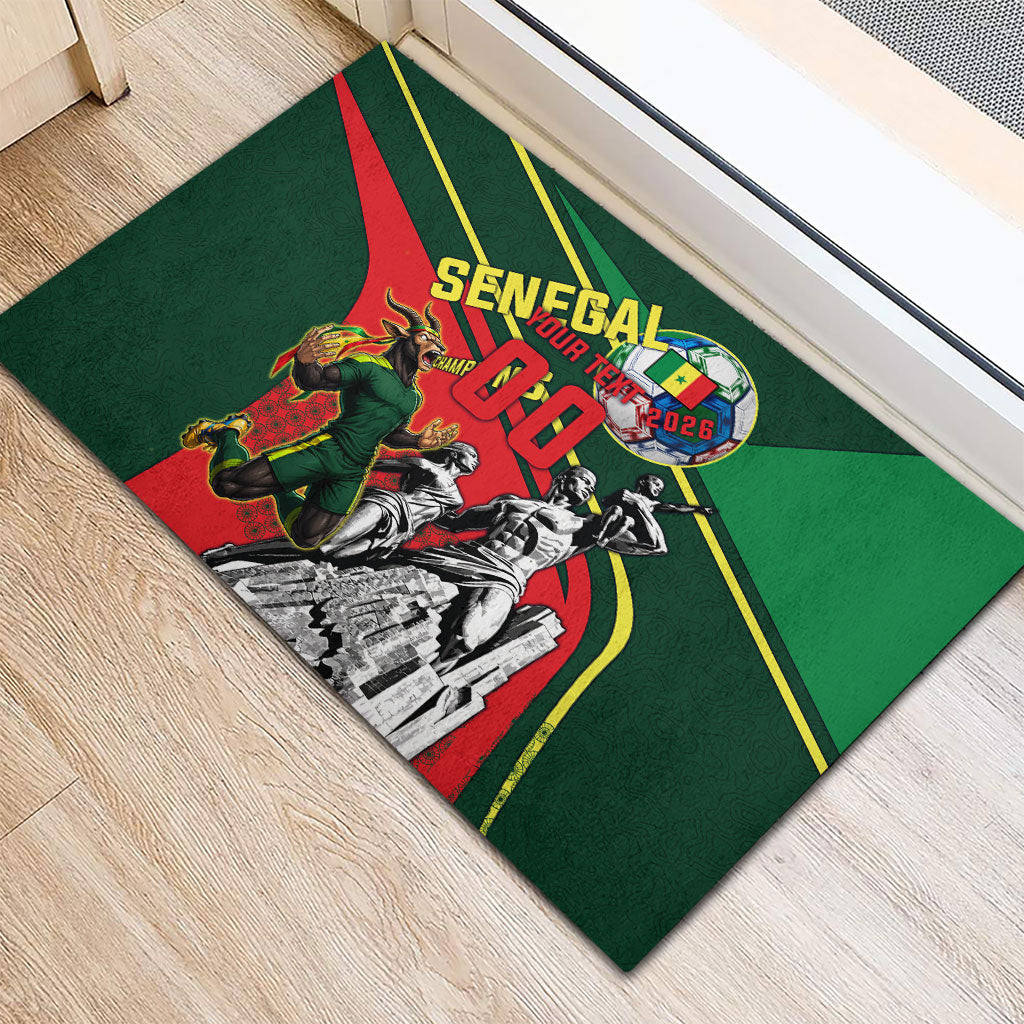 Custom Senegal Champions Football 2026 Rubber Doormat Teranga Lions G.O.A.T Mascot - African Renaissance Monument