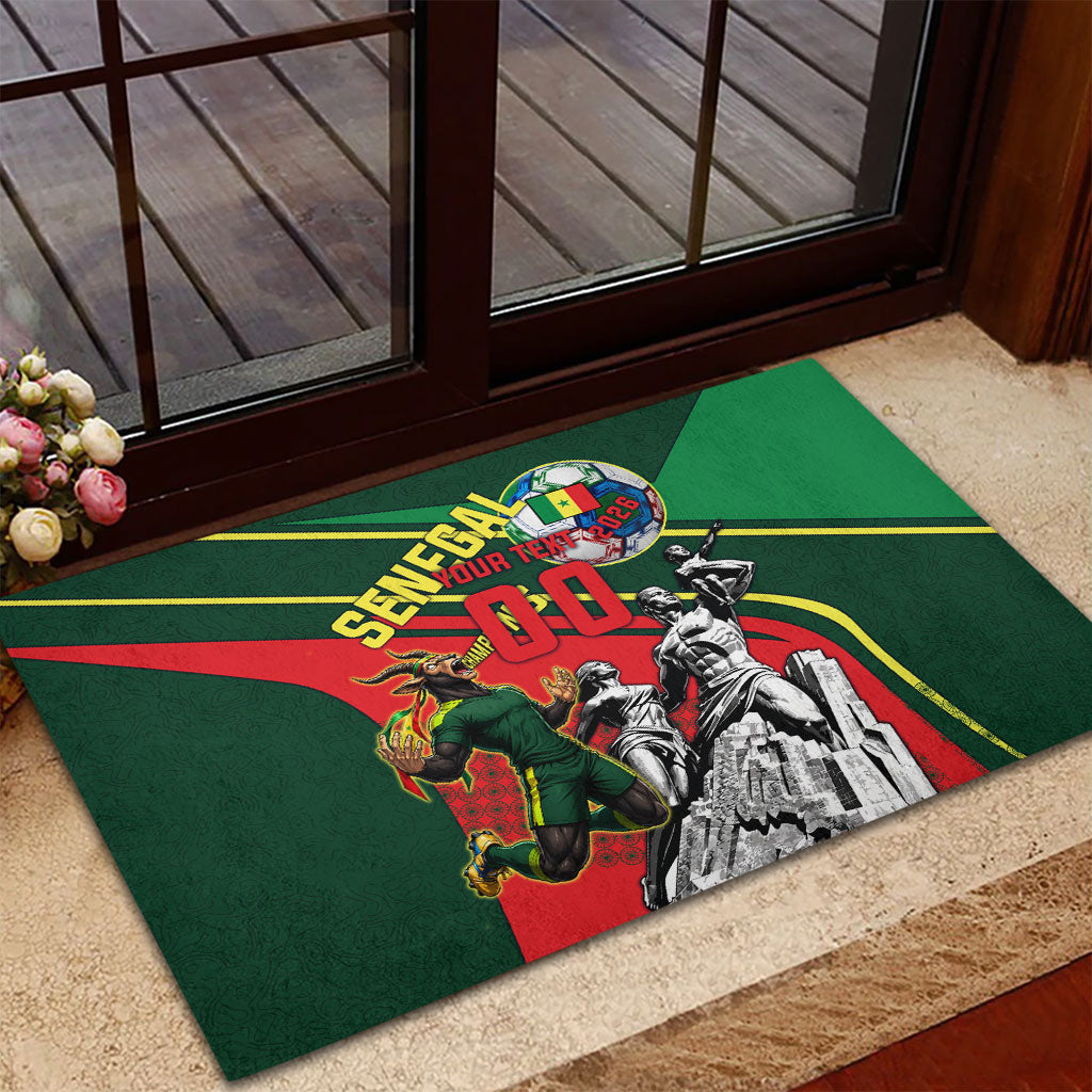 Custom Senegal Champions Football 2026 Rubber Doormat Teranga Lions G.O.A.T Mascot - African Renaissance Monument