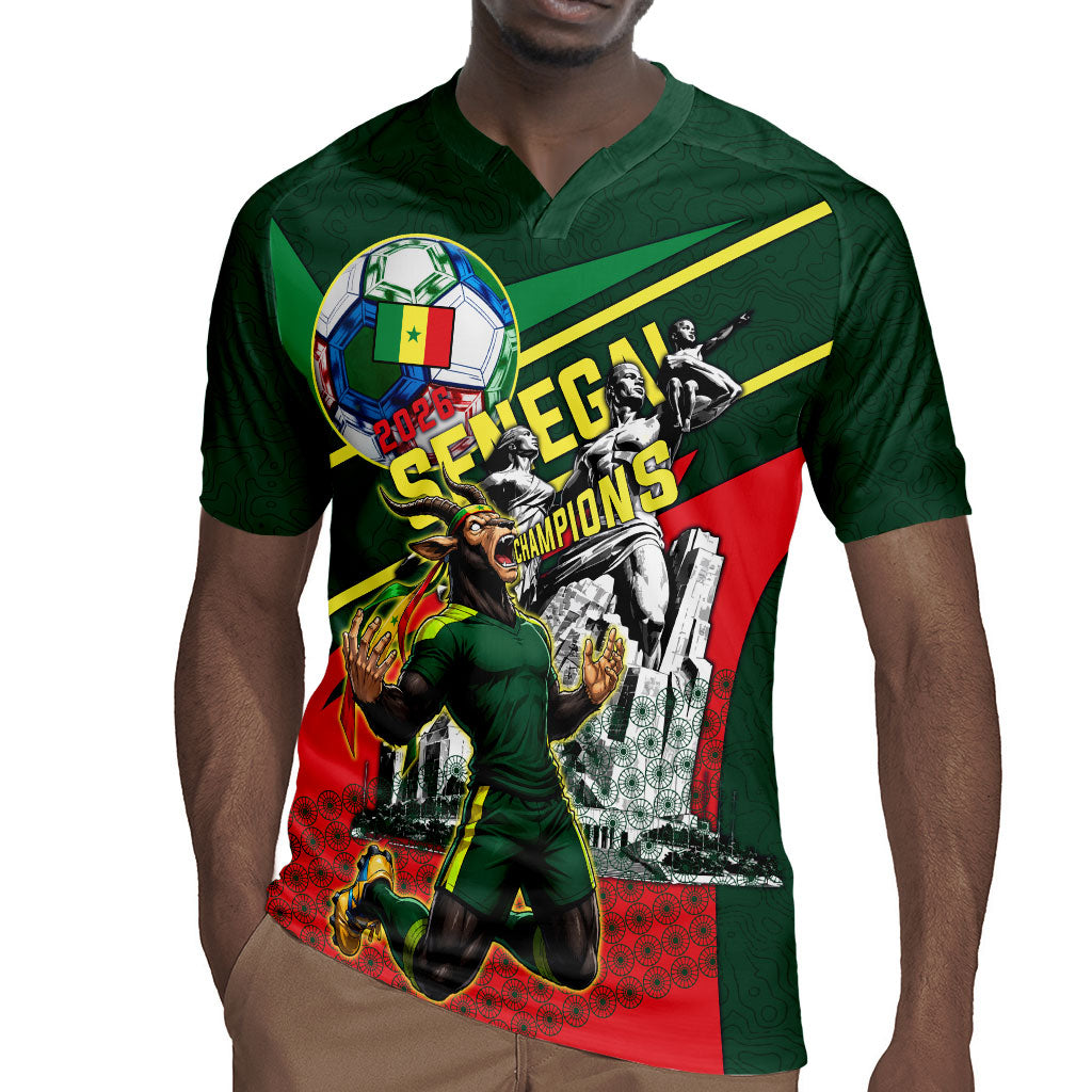Custom Senegal Champions Football 2026 Rugby Jersey Teranga Lions G.O.A.T Mascot - African Renaissance Monument