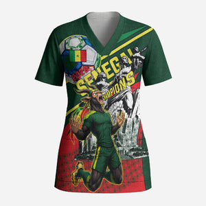 Custom Senegal Champions Football 2026 Scrub Top Teranga Lions G.O.A.T Mascot - African Renaissance Monument
