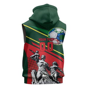 Custom Senegal Champions Football 2026 Sleeveless Zip Hoodie Teranga Lions G.O.A.T Mascot - African Renaissance Monument