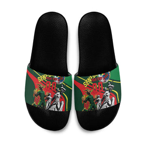 Custom Senegal Champions Football 2026 Slide Sandals Teranga Lions G.O.A.T Mascot - African Renaissance Monument