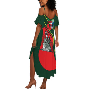 Custom Senegal Champions Football 2026 Summer Maxi Dress Teranga Lions G.O.A.T Mascot - African Renaissance Monument