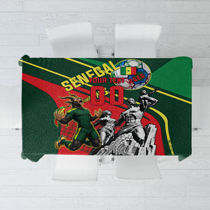 Custom Senegal Champions Football 2026 Tablecloth Teranga Lions G.O.A.T Mascot - African Renaissance Monument
