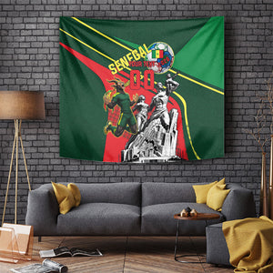 Custom Senegal Champions Football 2026 Tapestry Teranga Lions G.O.A.T Mascot - African Renaissance Monument