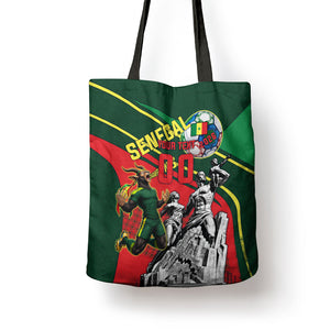Custom Senegal Champions Football 2026 Tote Bag Teranga Lions G.O.A.T Mascot - African Renaissance Monument