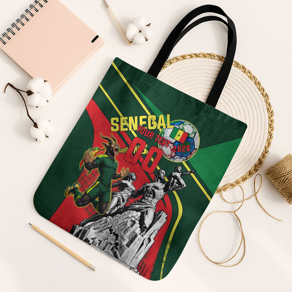 Custom Senegal Champions Football 2026 Tote Bag Teranga Lions G.O.A.T Mascot - African Renaissance Monument