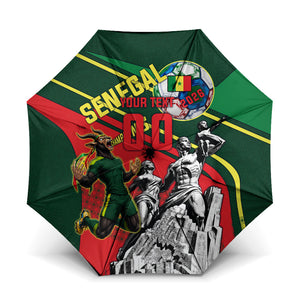 Custom Senegal Champions Football 2026 Umbrella Teranga Lions G.O.A.T Mascot - African Renaissance Monument