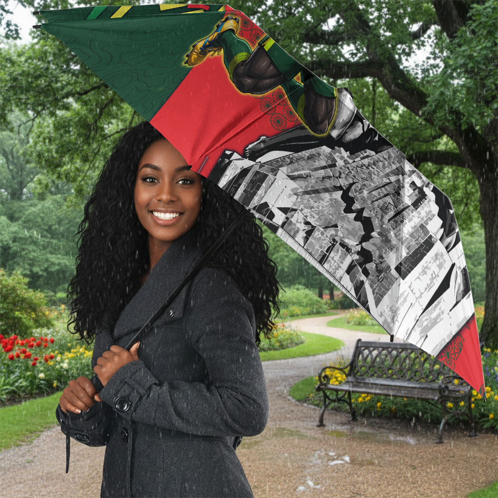 Custom Senegal Champions Football 2026 Umbrella Teranga Lions G.O.A.T Mascot - African Renaissance Monument