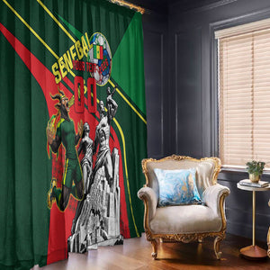 Custom Senegal Champions Football 2026 Window Curtain Teranga Lions G.O.A.T Mascot - African Renaissance Monument