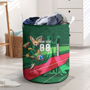 Personalized Algeria Football Champions Laundry Basket Fennec Fox Mascot - Algiers Martyrs Memorial