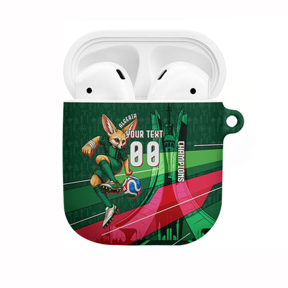 Personalized Algeria Football Champions AirPods Case Fennec Fox Mascot - Algiers Martyrs Memorial