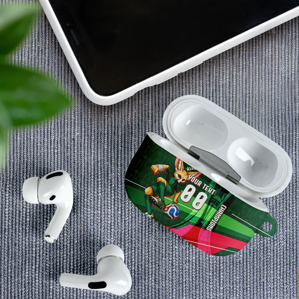 Personalized Algeria Football Champions AirPods Case Fennec Fox Mascot - Algiers Martyrs Memorial