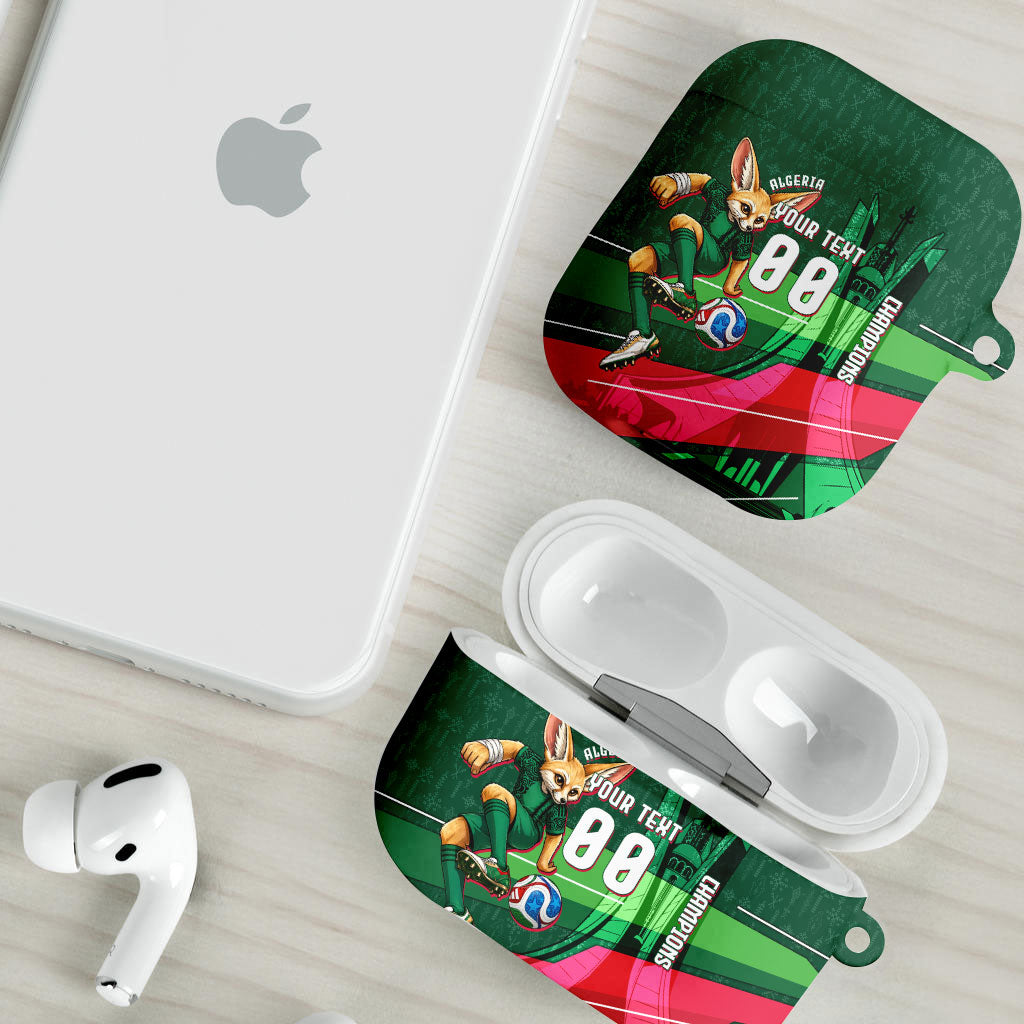 Personalized Algeria Football Champions AirPods Case Fennec Fox Mascot - Algiers Martyrs Memorial